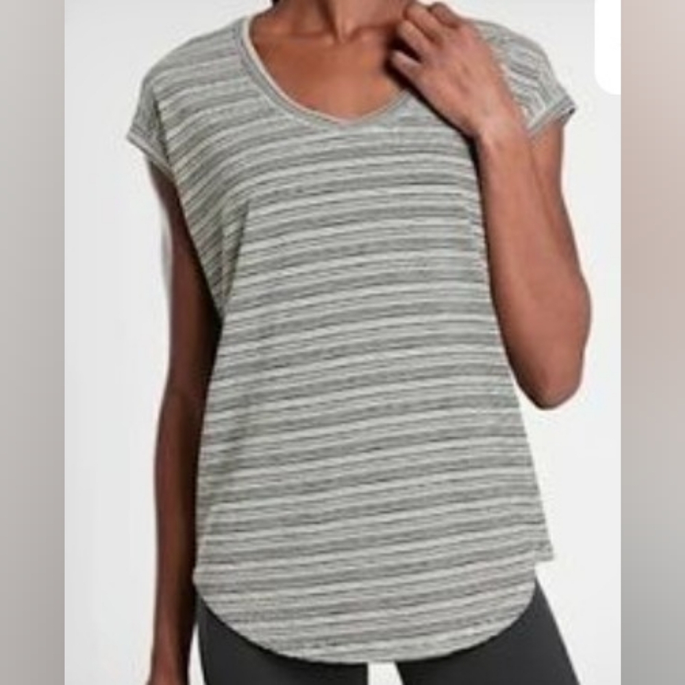 Black and white Relaxed T-shirt with Cap Sleeves and Wide Scoop Neckline